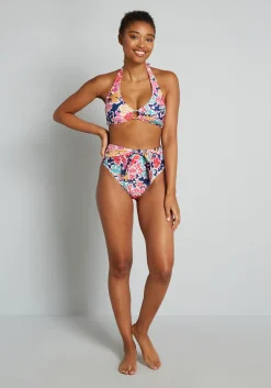 ModCloth The Vera Bikini Top Navy/Pink Floral Best