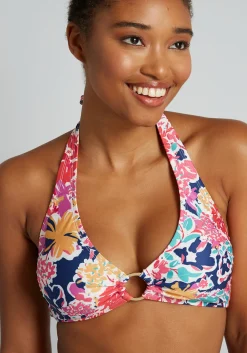 ModCloth The Vera Bikini Top Navy/Pink Floral Best