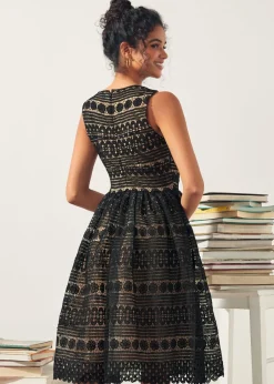 The Vivienne V-Neck Dress Black Lace Hot