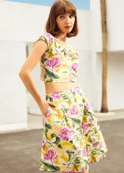 The Zest Is Yet to Come Skirt Lemon Floral Outlet