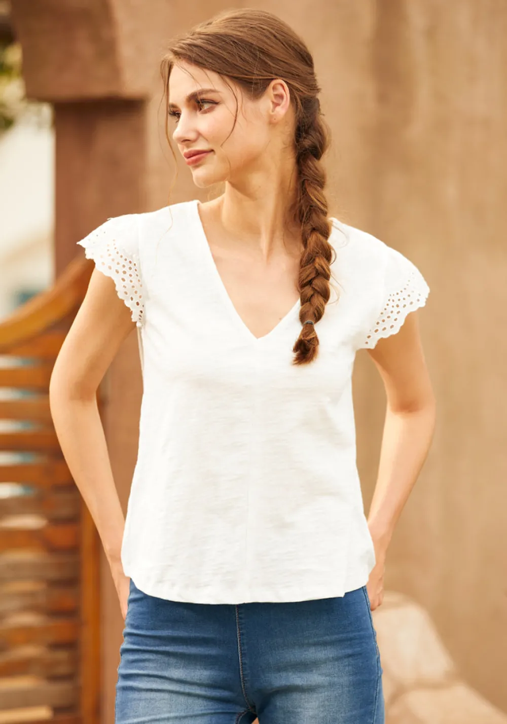 BTC Timeless Eyelet Tee White New