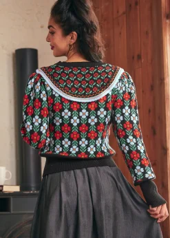 BTC Timeless Tapestry Jacquard Cardigan Eclipse Noir Outlet