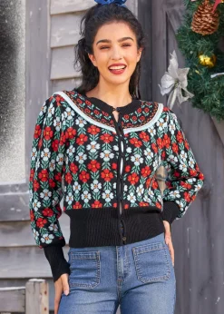 BTC Timeless Tapestry Jacquard Cardigan Eclipse Noir Outlet