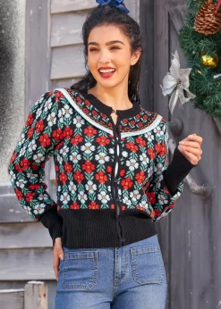 BTC Timeless Tapestry Jacquard Cardigan Eclipse Noir Outlet