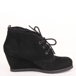 Toronto Suede Wedged Booties BLACK Hot