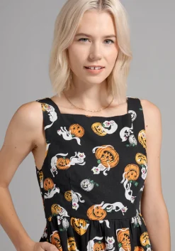 ModCloth Truth Or Square Fit And Flare Dress Boo Cats Hot