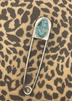 Jumbo Safety Pin Keychain Turquoise Clearance