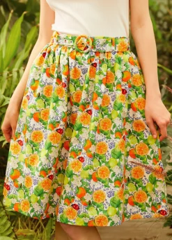 Twirl-Worthy Charm Midi Skirt Ladybug Citrus Clearance