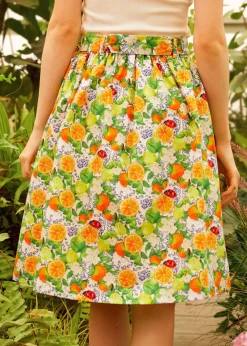 Twirl-Worthy Charm Midi Skirt Ladybug Citrus Clearance