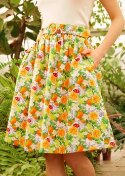 Twirl-Worthy Charm Midi Skirt Ladybug Citrus Clearance