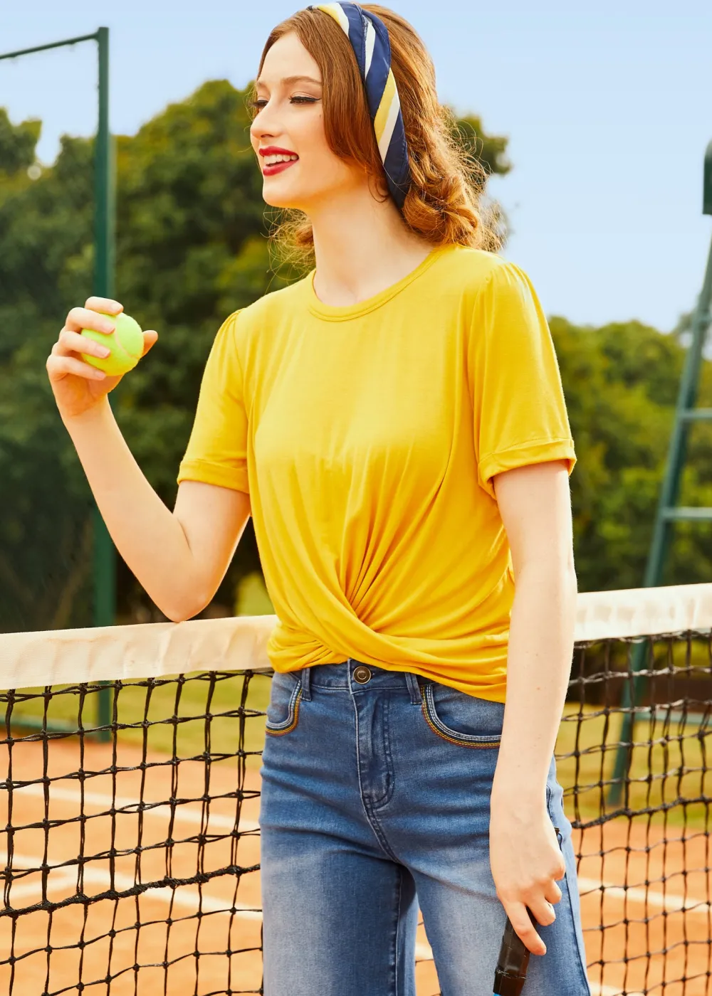 ModCloth Twist Of Fun Knit Top Yellow Sale