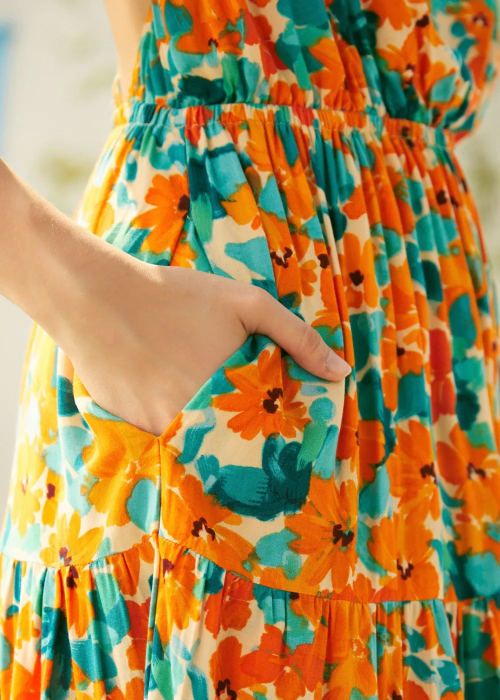 Twists & Tendrils Overall Midi Dress Marigold Delft Clearance