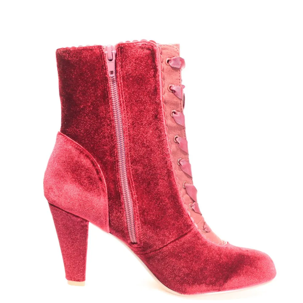 Victoria Velvet Booties RED