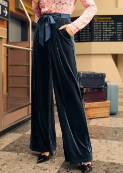 Vintage Revamp Contrast Sash Crop Pants Ocean's Depth Sale