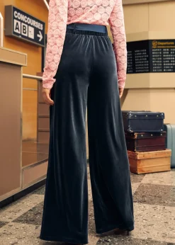 Vintage Revamp Contrast Sash Crop Pants Ocean's Depth Sale