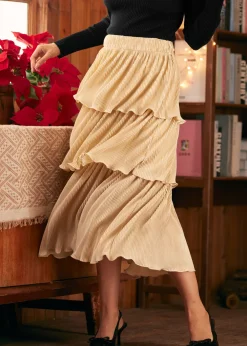 BTC Vintage Tales Tiered Midi Skirt Champagne Taste Online
