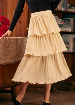 BTC Vintage Tales Tiered Midi Skirt Champagne Taste Online