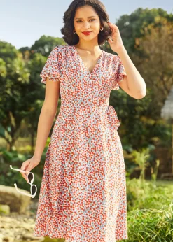 BTC Vintage Vogue Cape Dress Sapphire Poppy Speckle Sale