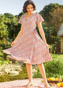 BTC Vintage Vogue Cape Dress Sapphire Poppy Speckle Sale