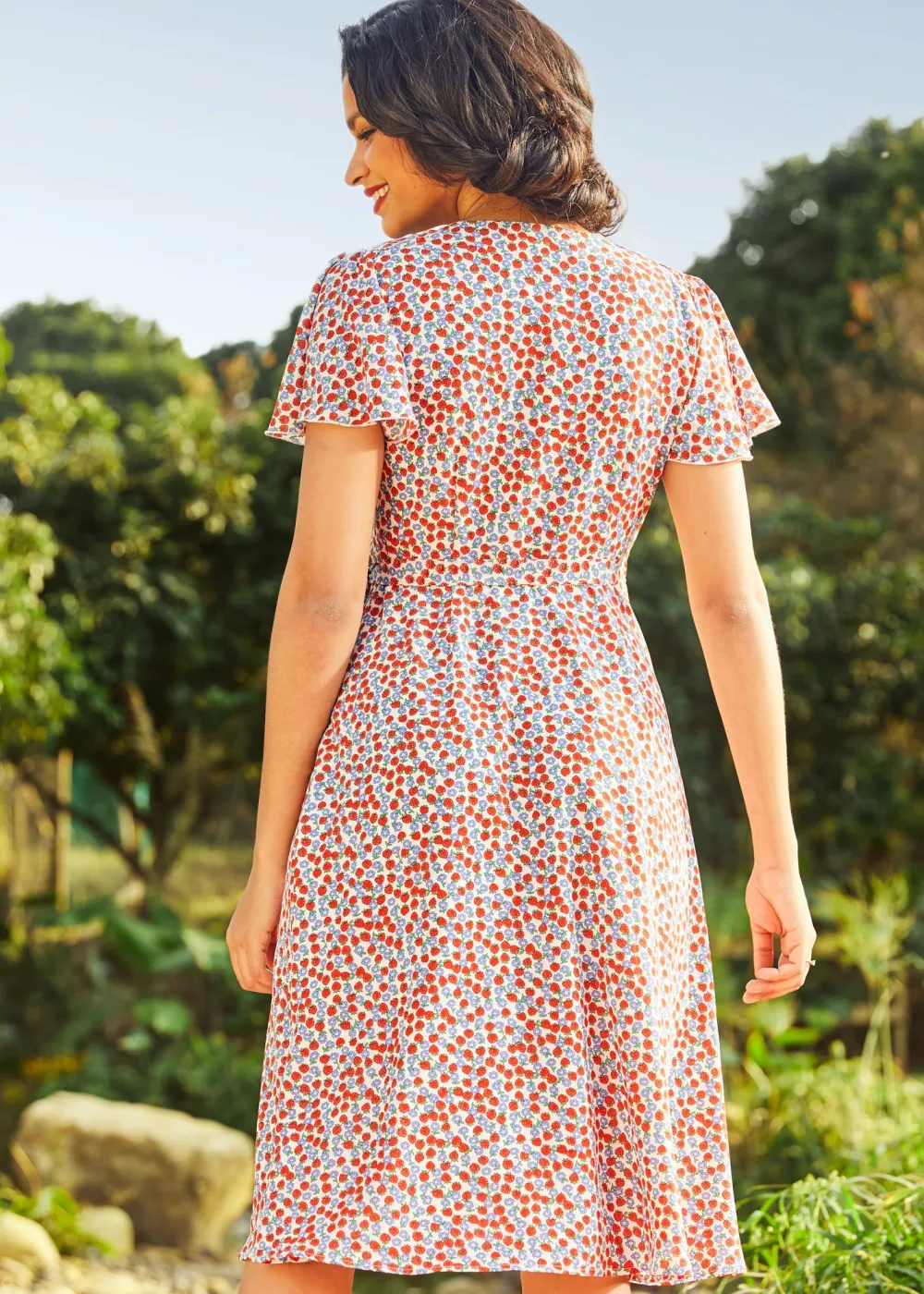 BTC Vintage Vogue Cape Dress Sapphire Poppy Speckle Sale