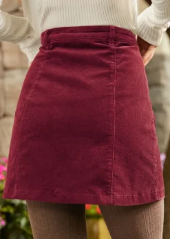 Vogue on Vinyl Button Front Corduroy Skirt Winter Berry Clearance