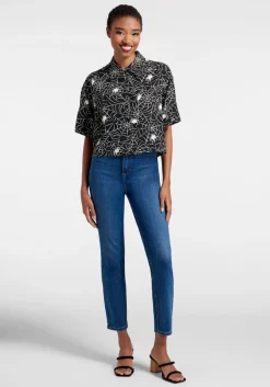 Web And Flow Button-Up Blouse Black Outlet