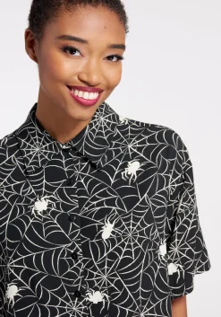 Web And Flow Button-Up Blouse Black Outlet