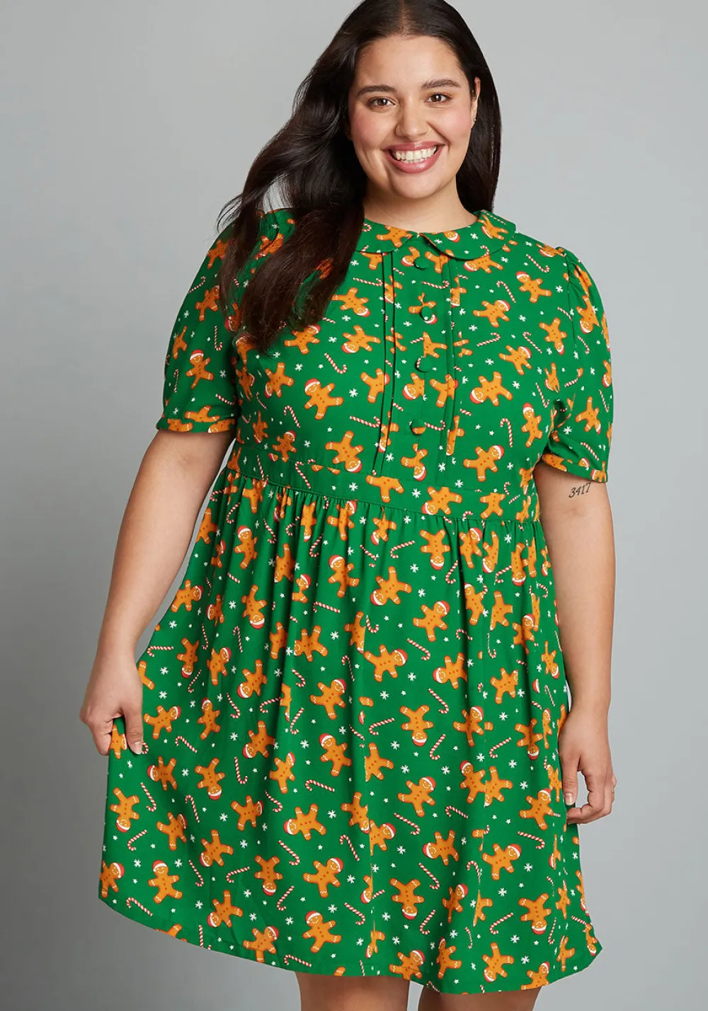 ModCloth When In Wonderland Dress Green Gingerbread