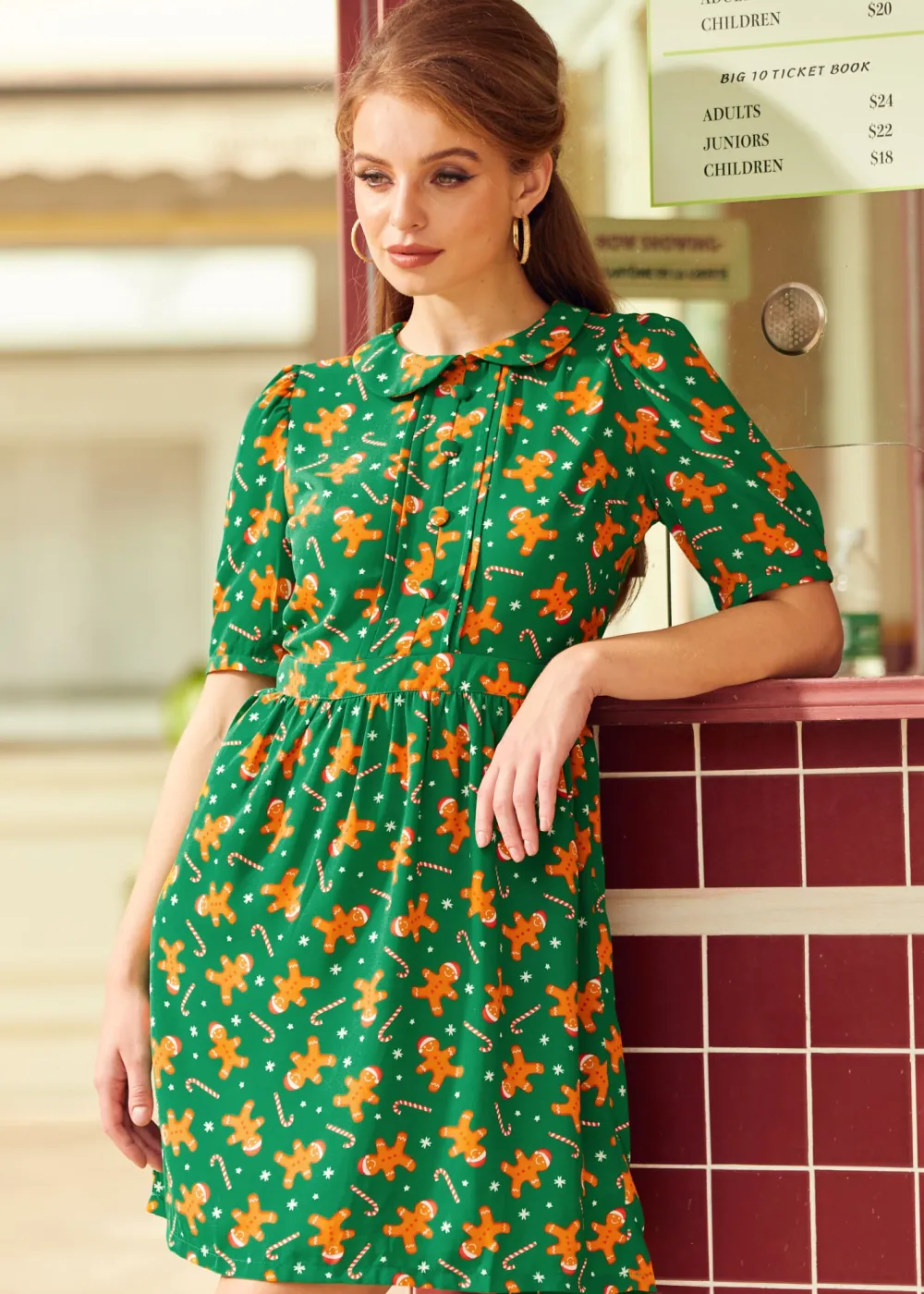 ModCloth When In Wonderland Dress Green Gingerbread