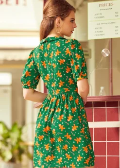 ModCloth When In Wonderland Dress Green Gingerbread