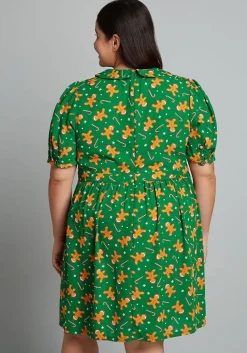 ModCloth When In Wonderland Dress Green Gingerbread