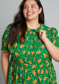 ModCloth When In Wonderland Dress Green Gingerbread