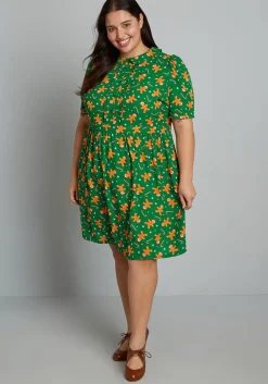 ModCloth When In Wonderland Dress Green Gingerbread