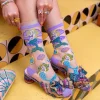 Whimsical Mermaid Ruffle Sheer Crew Sock Hot