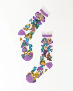 Whimsical Mermaid Ruffle Sheer Crew Sock Hot
