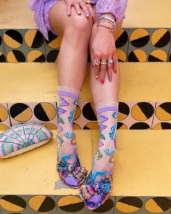 Whimsical Mermaid Ruffle Sheer Crew Sock Hot