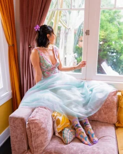 Whimsical Mermaid Ruffle Sheer Crew Sock Hot