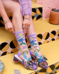 Whimsical Mermaid Ruffle Sheer Crew Sock Hot