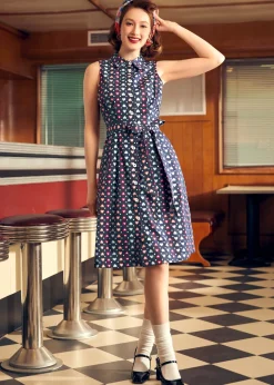 BTC Whimsical Wanderlust Shirt Dress Navy Plunge Best