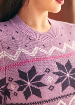 BTC Whimsical Winter Puff Shoulder Sweater Lavender Luxury Sale