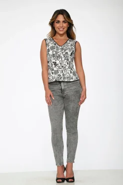 White & Black Floral Top Best