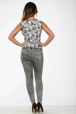 White & Black Floral Top Best