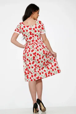 White & Red Cherry Dress Outlet