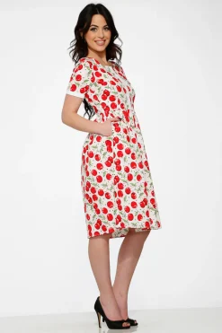 White & Red Cherry Dress Outlet