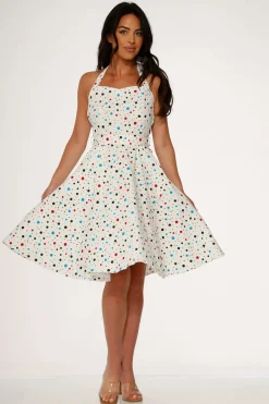 Candy Halter Swing Dress White Outlet