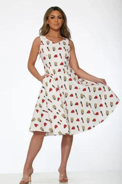White Red Lipstick Swing Dress Best