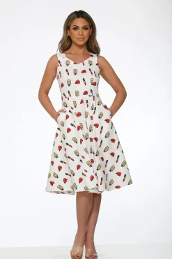 White Red Lipstick Swing Dress Best