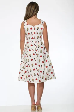 White Red Lipstick Swing Dress Best