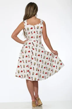 White Red Lipstick Swing Dress Best