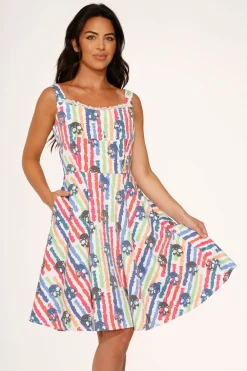 White Skulls Rainbow Swing Dress Online